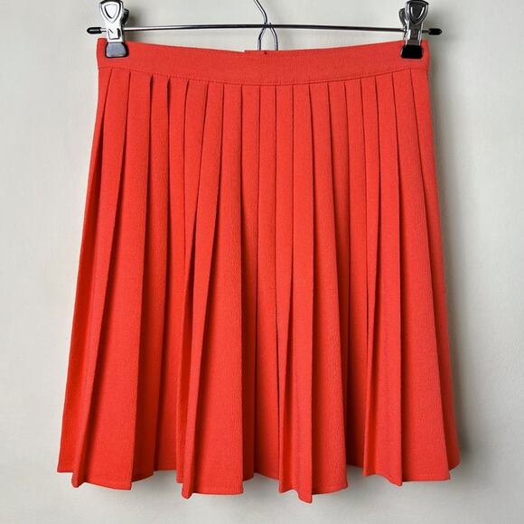 American Apparel High Waisted Red Orange Pleated Mini Skirt, Size XS (MSRP $68) - Picture 1 of 7